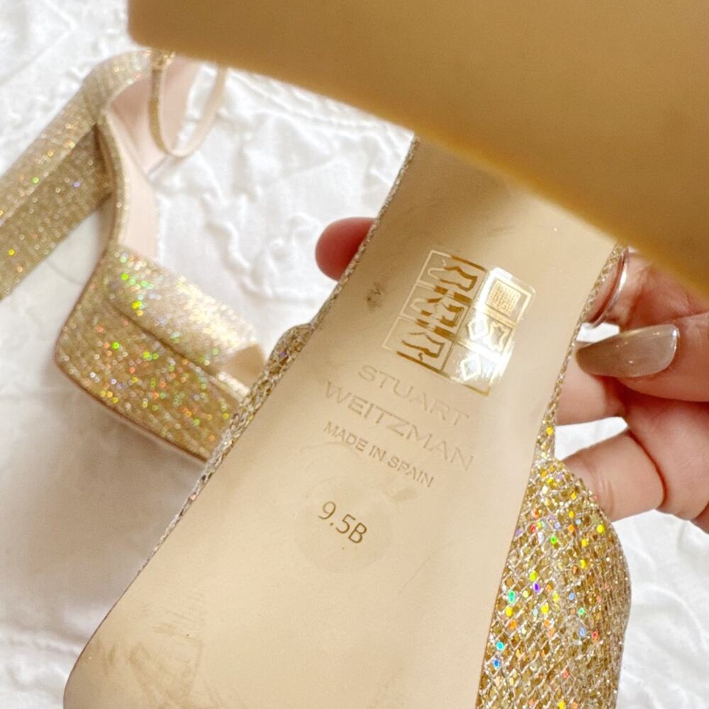 Stuart Weitzman Pamela Glitter Platform Sandal Size 9.5 New - Picture 8 of 10